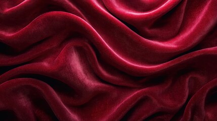 Obraz premium Luxurious red fabric drapes elegantly showcasing intricate textures and rich color depth