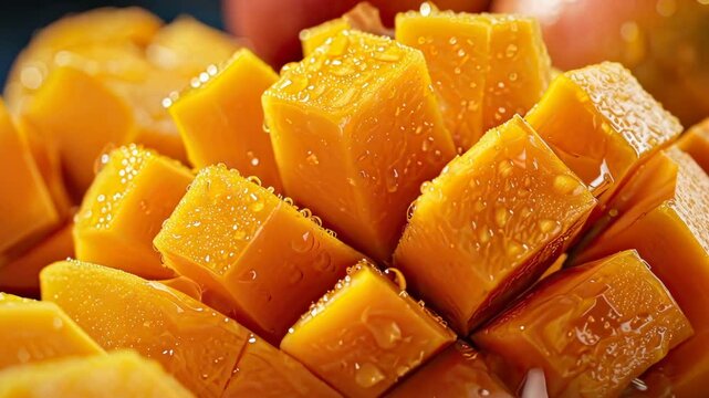 Fresh Indian Alphonso mangoes slice summer tropical fruit