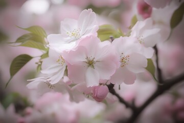 Obraz premium Delicate Pink Cherry Blossom Flowers in Bloom with Soft Background