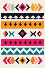 Vibrant geometric patterns textile design digital art creative studio close-up contemporary aesthetic