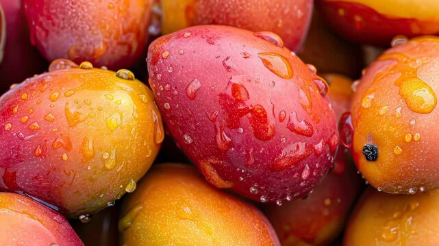 Fresh Indian Alphonso mangoes  water summer tropical fruit