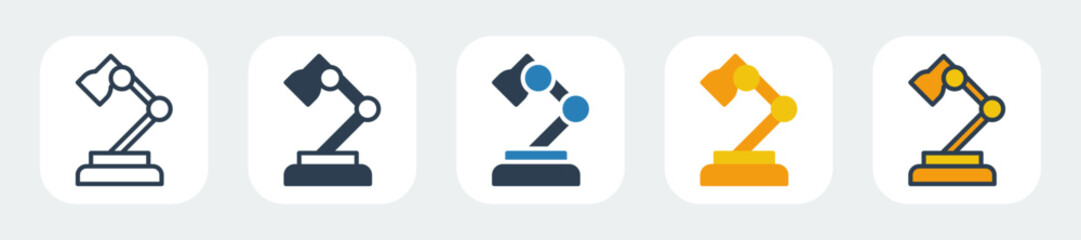lamp desk icons with five different styles