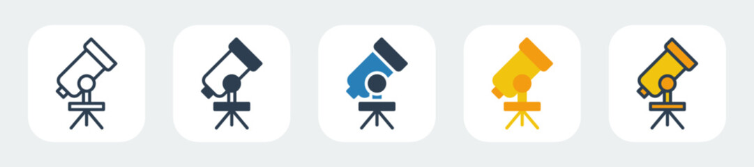 telescope icons with five different styles