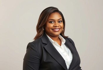 Photorealistic portrait of a confident businesswoman