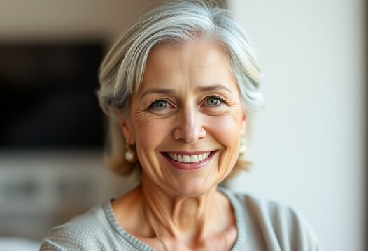 Warm and inviting portrait of a middle-aged woman