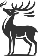A deer with its head tilted upward, sniffing the air animal silhouette vector