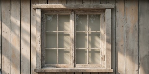 Wooden window with panes set into a wooden wall