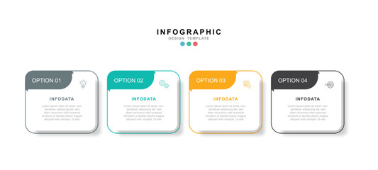 Business infographic template. 3 Step timeline journey. Process diagram, 4 options on white background