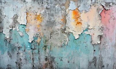 Obraz premium Peeling paint exposes colorful textured wall.