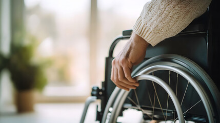 A helping hand reaching for a mobility aid in a home setting