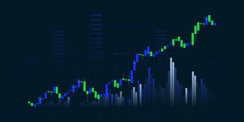 Stock Exchange Market Trading Graph Digital Screen with Rising Candle Stick Showing Investment Growth and Financial Trends for Trade Analysis Economic  and Market Dashboard Visualization Background