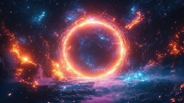 Cosmic Ring Portal Through Nebula