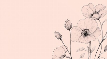 Floral Elegance: Delicate line art blossoms with gentle beauty, evoking a sense of serenity and grace. The minimalist design with its subtle shading, creates a soothing visual experience.