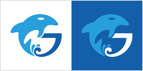 Dolphin and initial G Vector illustration.