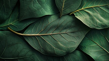 Obraz premium Realistic patterns of leaf veins, intricate swirls and lines, shades of green, natural and organic background