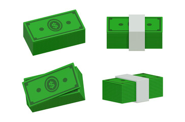 Money cash pile stack icon isolated. Save money in bank. Deposit. Wealth. Collection and inheritance. 3D 