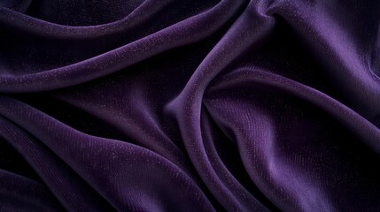 Velvet Fabric: A luxurious, deep purple velvet fabric draped, showcasing its soft texture, folds, and rich color.