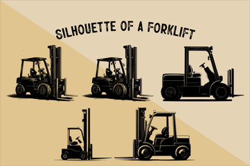 Forklift Silhouette Vector Bundle. Warehouse Forklift Silhouette illustrating Bundle.