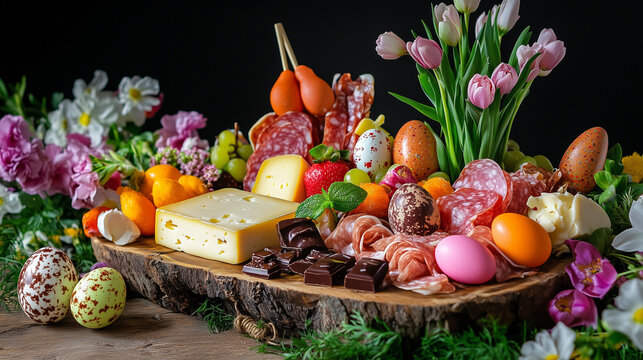 Easter chocolate eggs and decorative treats for spring holiday celebration