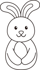 Cute spring Easter rabbit outline flat stock vector illustration.
Easter bunny coloring pages for adults and kids.
Transparent background.
