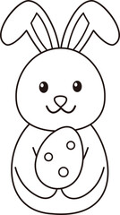 Cute spring Easter rabbit outline flat stock vector illustration.
Easter bunny coloring pages for adults and kids.
Transparent background.