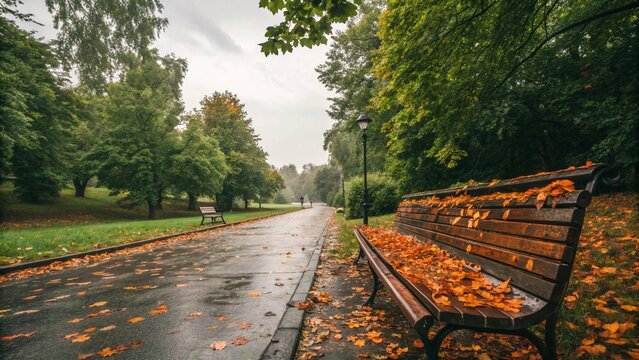 bench in autumn park