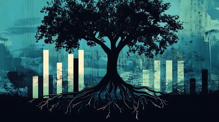 Sustainable Growth: A Tree's Roots Embedded in Economic Progress