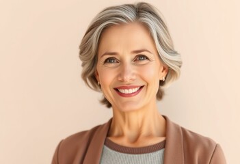 Fototapeta premium Portrait of a middle-aged woman with a warm smile