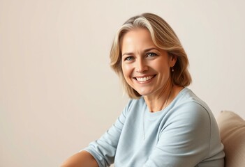 Fototapeta premium A photorealistic portrait of a charming middle-aged woman