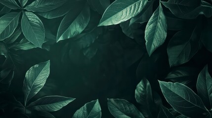Fototapeta premium Emerald Canopy: A close-up view of vibrant green leaves forming a lush, intricate canopy, creating a sense of depth and tranquility