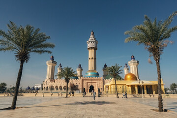Outside view architecture details of Touba Mosque in Touba Senegal