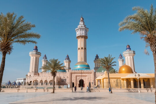 Outside view architecture details of Touba Mosque in Touba Senegal