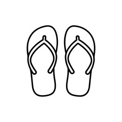 Flip Flops Icon &ndash; Minimal Thin Line Design Representing Footwear and Summer Style