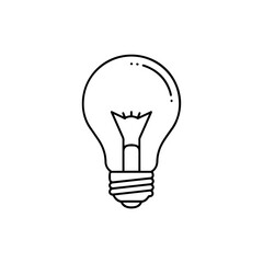 Lightbulb Idea Icon – Thin Line Design Representing Creativity, Innovation, and Inspiration
