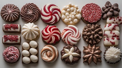Festive cookies arranged on white background, ideal for holiday baking blog or recipe website