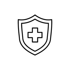 Obraz premium Safety Achievement Icon – A Shield with a Cross or Checkmark Symbolizing Workplace Safety and Protection
