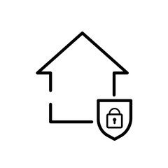 house with shield, home protection, insurance - vector icon