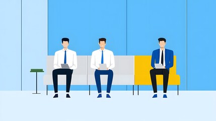 Fototapeta premium Motivated Office Workers in a Strategic Discussion, Productivity Concept, Flat Design