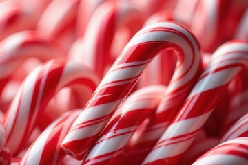 Striped candy cane, close-up, red and white swirls, candy cane, close up
