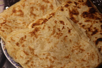 Moroccan Msemmen or Msemen Close Up