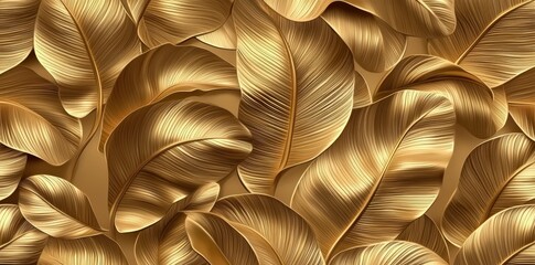 Abstract 3D Representation of Golden Banana Leaves