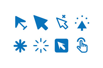 Collection of Blue Modern Cursor and Pointer Icons