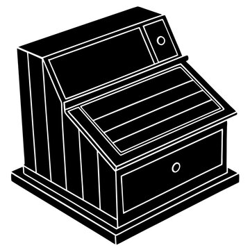 recommend clip art: Wooden cash register counter silhouette vector illustration 
