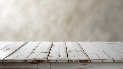 A rustic white wooden plank surface with a softly blurred neutral background. Ideal for product mockups, advertising, and food styling photography
