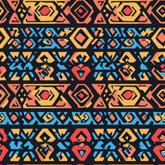 african art style of ethnic frabic seamless pattern