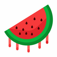 Watermelon slice with dripping juice silhouette vector illustration 