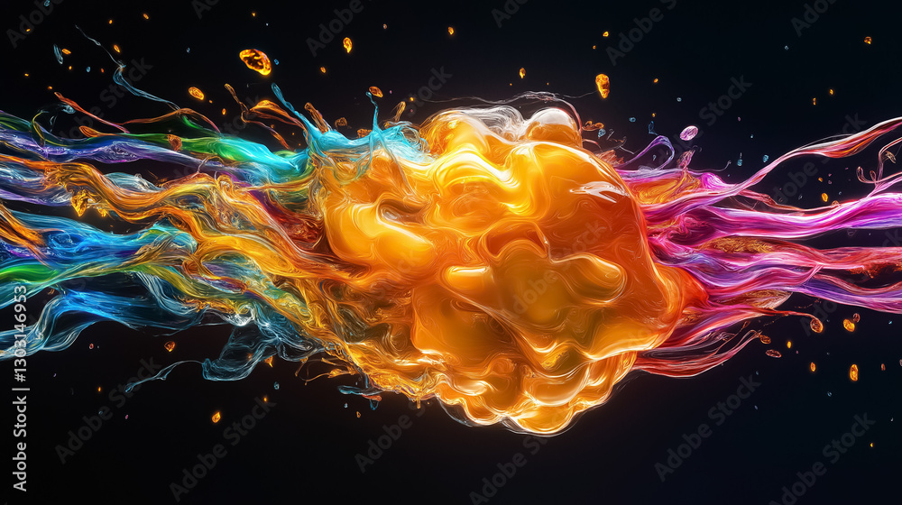Poster A mesmerizing abstract representation of an AI network comes alive with swirling, colorful data streams that evoke the complexity of brain functions and neural connections