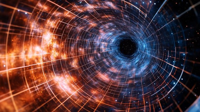 A vivid depiction of the cosmic microwave background glowing faintly in space