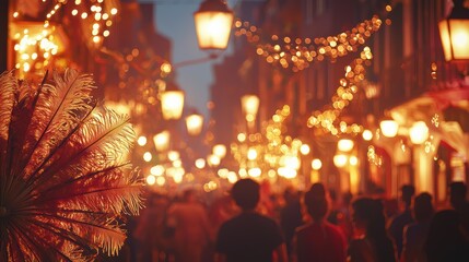 Celebration of joy a vintage street scene in lanternlight