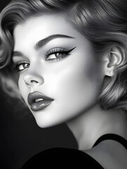Fototapeta premium Timeless Hollywood Glamour: Vintage 1950s Model Portrait